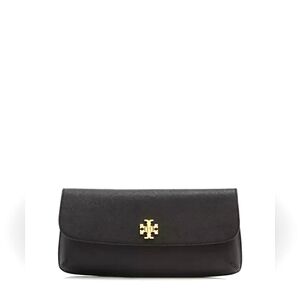 Tory Burch Designer Diana Turnlock Black Slim Saffiano Clutch purse Handbag